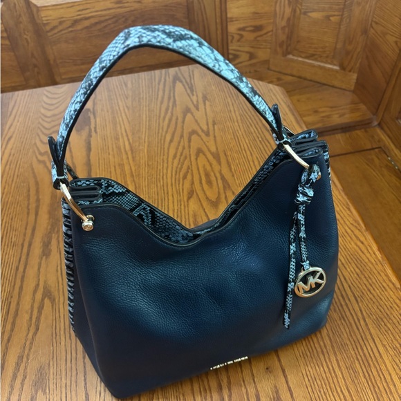 Michael Kors Black and Blue Hobo Bag with Gold Hardware - Picture 1 of 9